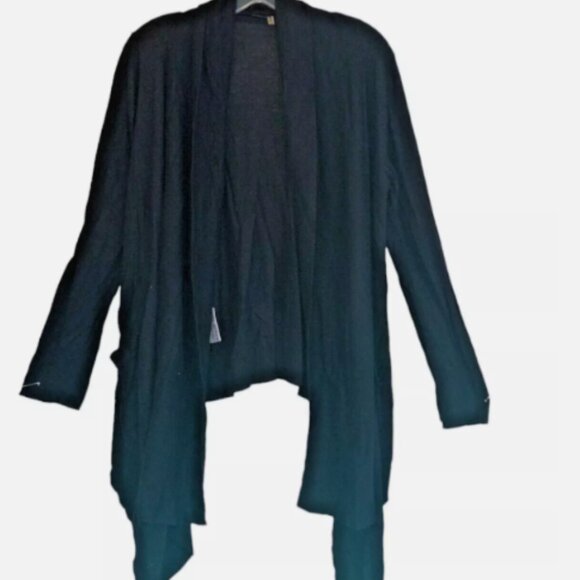 Sweater Open Front Cardigan/Shawl/Wrap Black Cashmere Blend Size 6 Gabi Lauton - Picture 4 of 11
